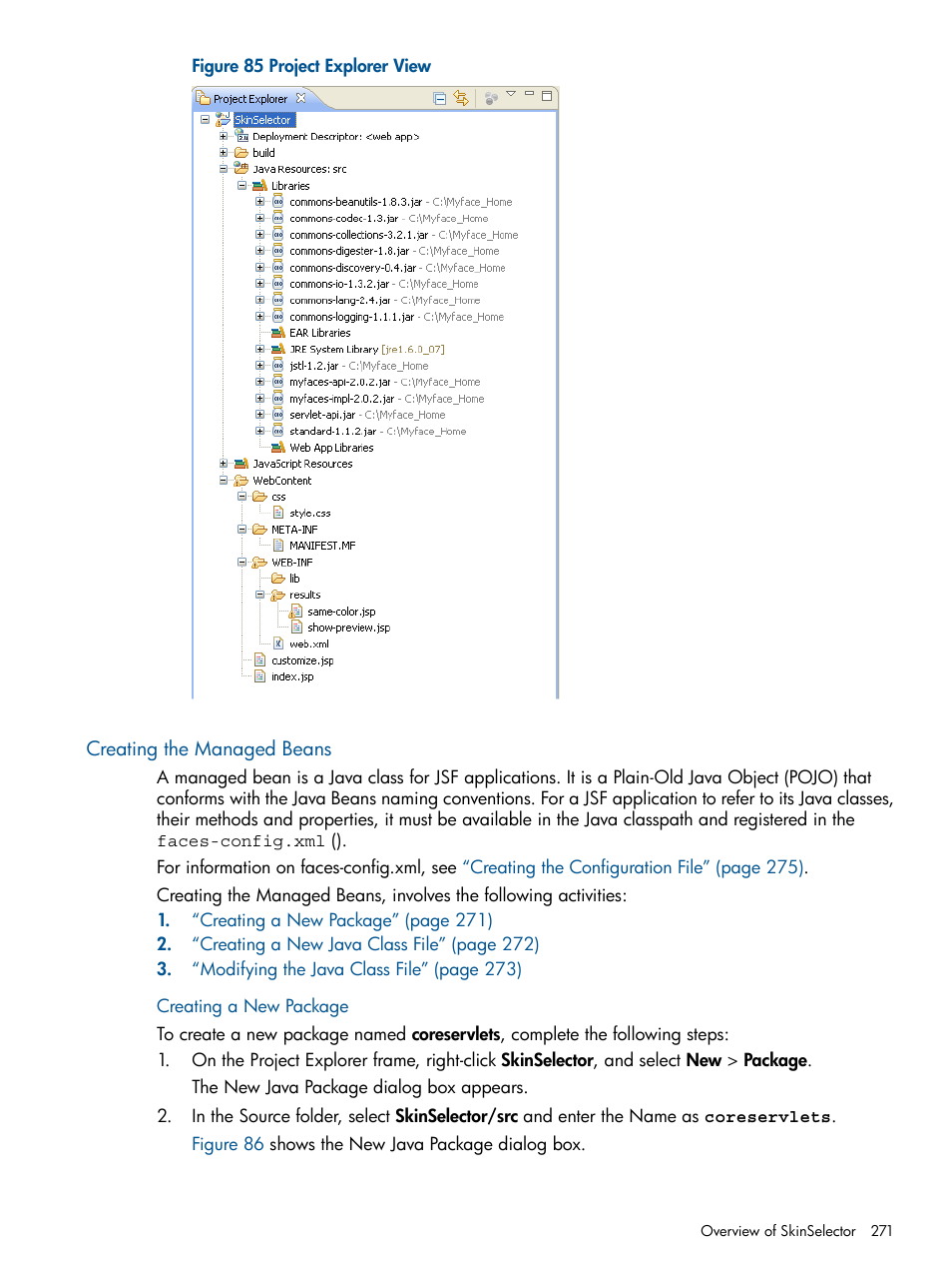 Creating the managed beans, Creating a new package | HP Integrity NonStop J-Series User Manual | Page 271 / 470