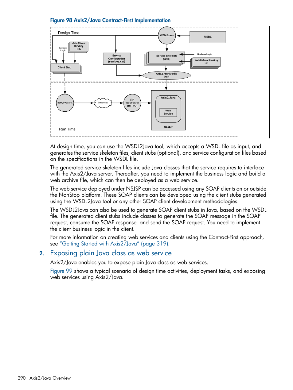 Figure 98, Exposing plain java class as web service | HP Integrity NonStop J-Series User Manual | Page 290 / 470
