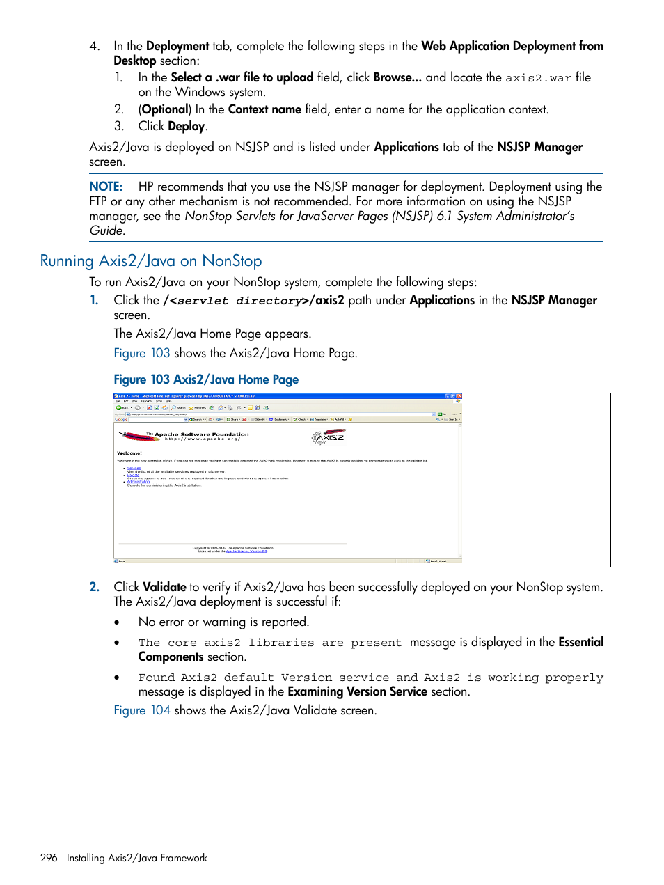 Running axis2/java on nonstop | HP Integrity NonStop J-Series User Manual | Page 296 / 470