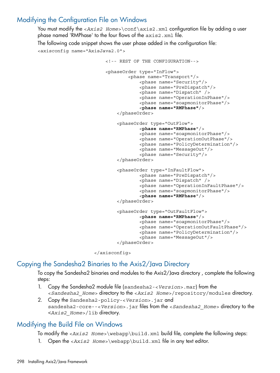 Modifying the configuration file on windows, Modifying the build file on windows | HP Integrity NonStop J-Series User Manual | Page 298 / 470