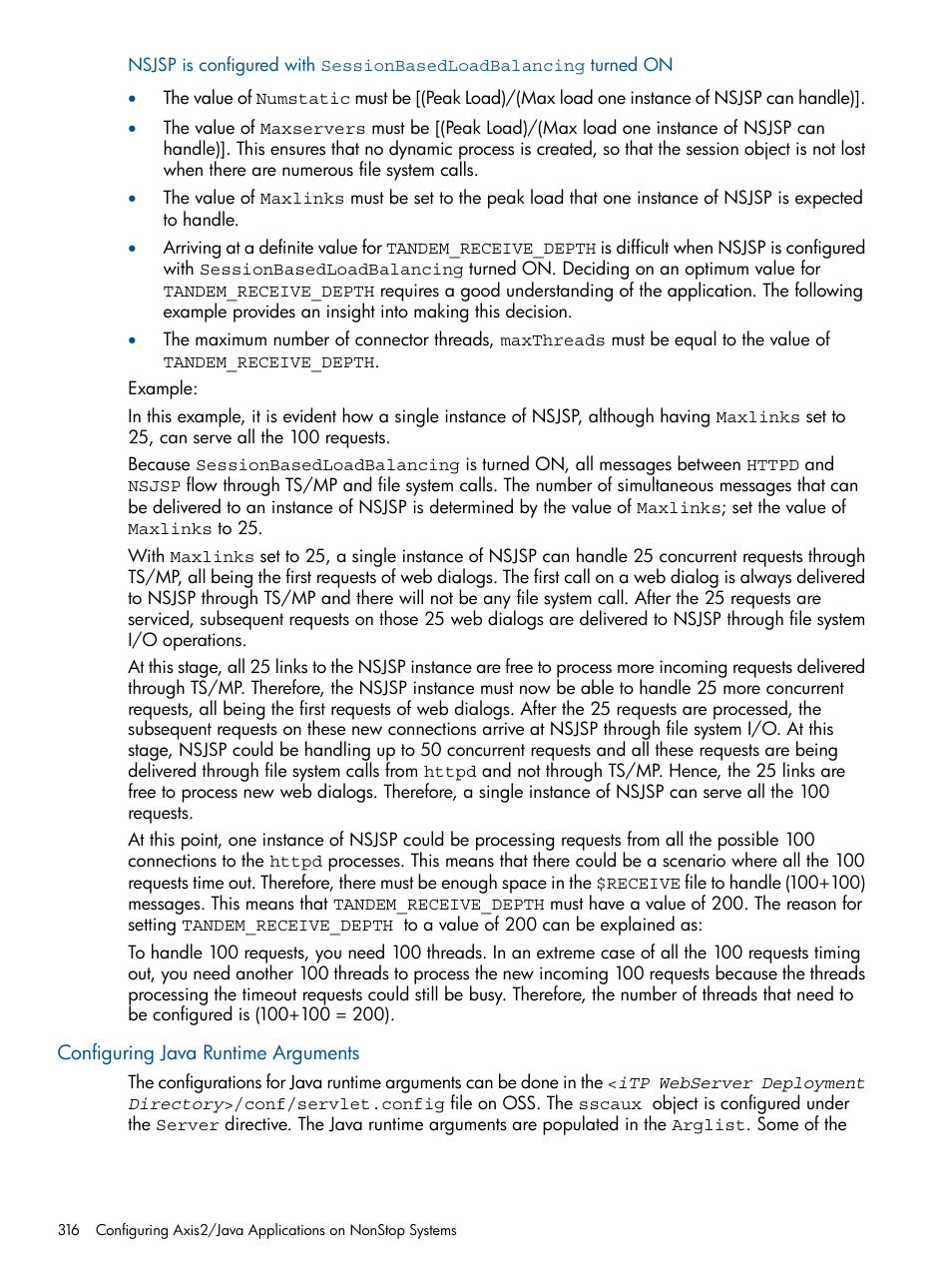 Configuring java runtime arguments | HP Integrity NonStop J-Series User Manual | Page 316 / 470