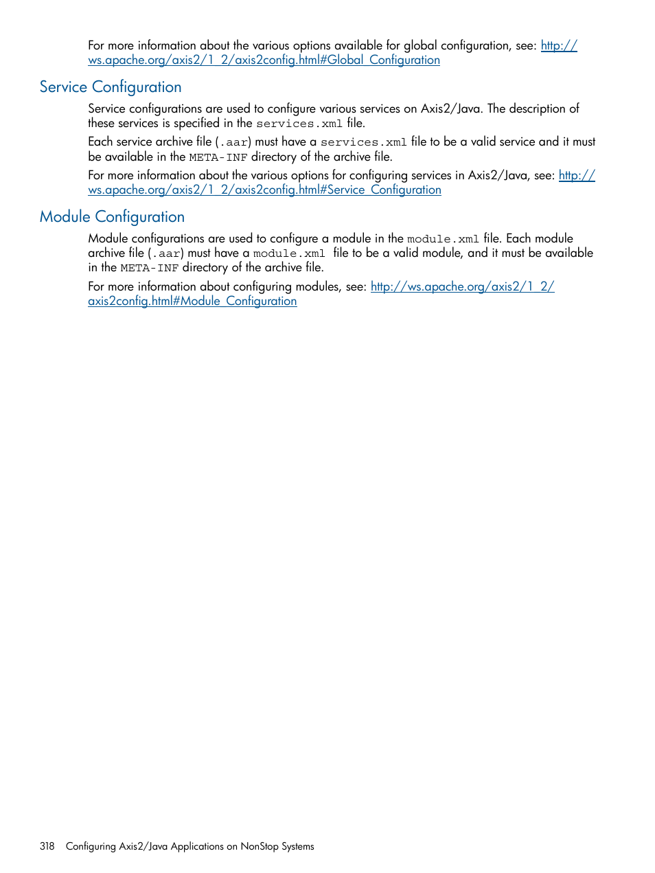 Service configuration, Module configuration, Service configuration module configuration | HP Integrity NonStop J-Series User Manual | Page 318 / 470