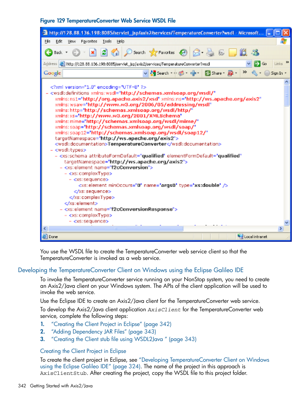 Creating the client project in eclipse | HP Integrity NonStop J-Series User Manual | Page 342 / 470
