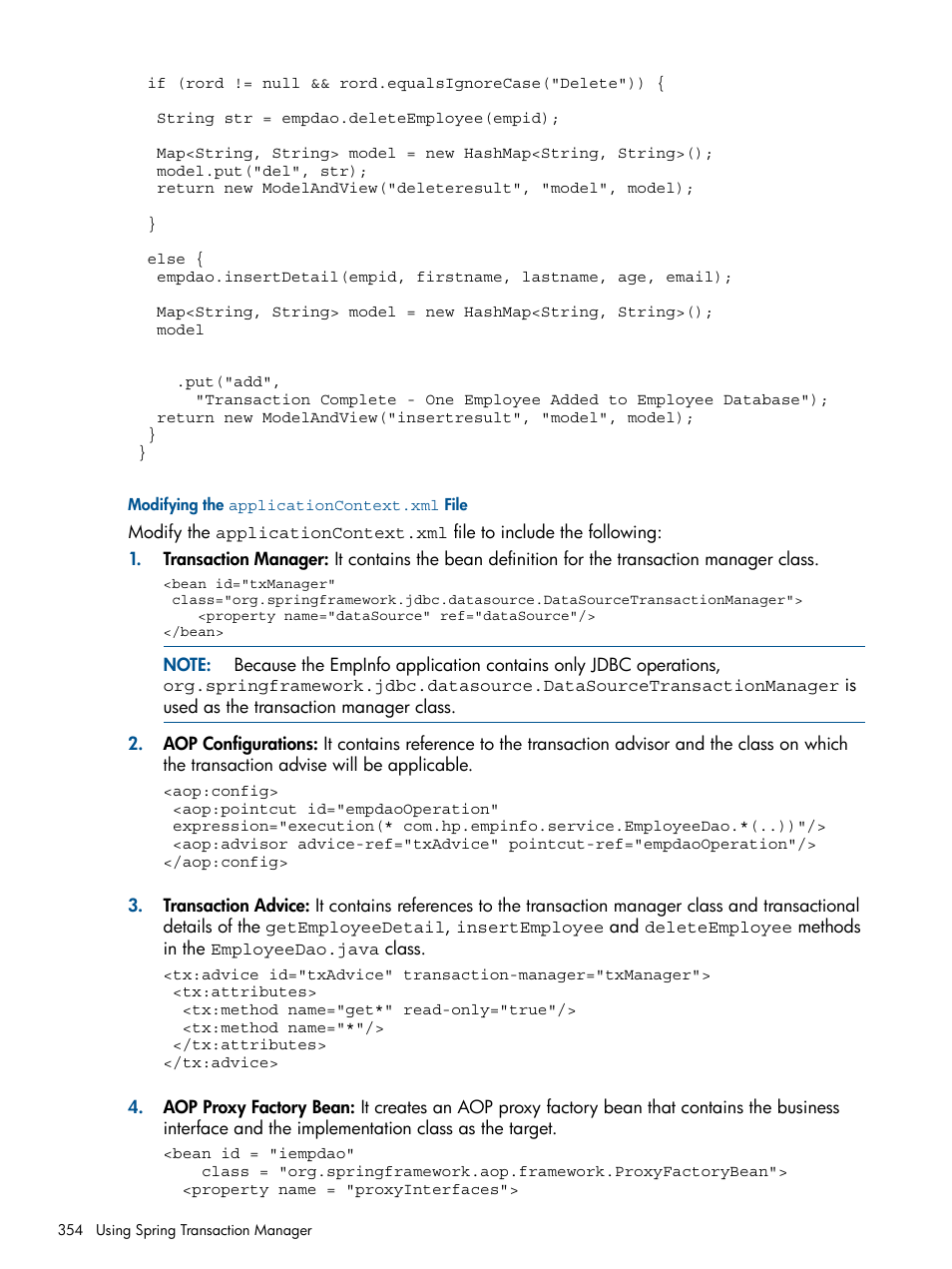 Modifying the applicationcontext.xml file | HP Integrity NonStop J-Series User Manual | Page 354 / 470