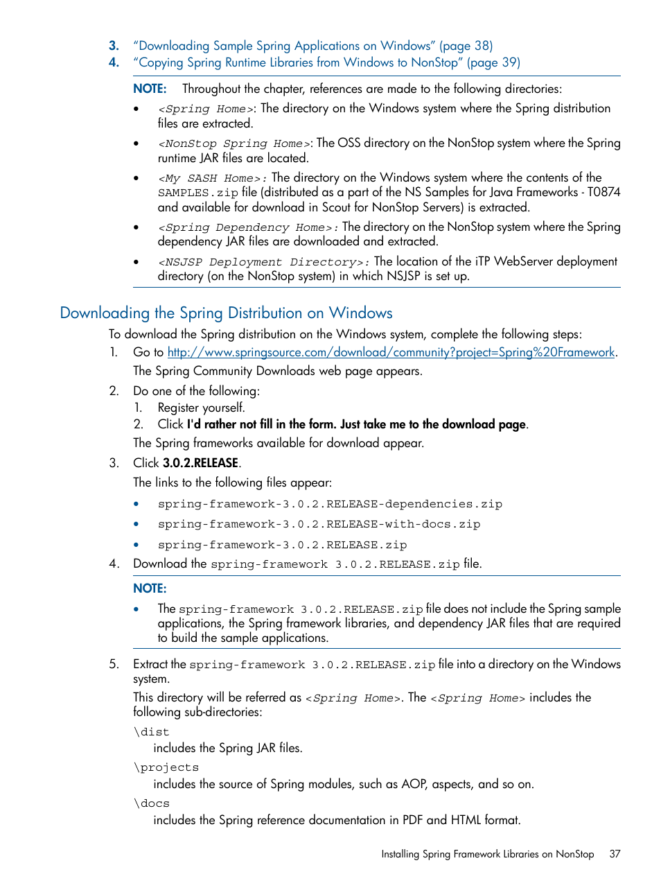 Downloading the spring distribution on windows | HP Integrity NonStop J-Series User Manual | Page 37 / 470