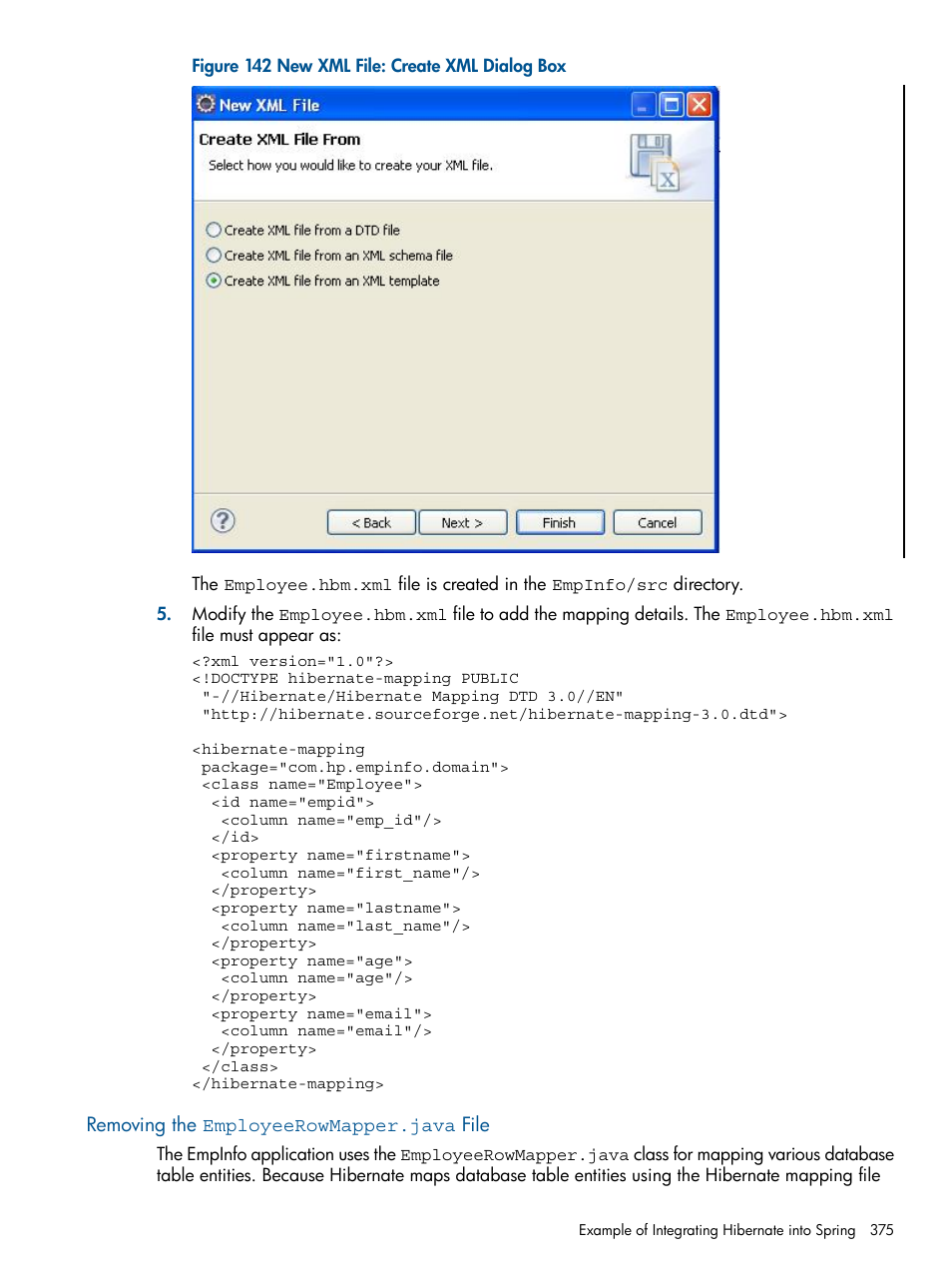 Removing the employeerowmapper.java file | HP Integrity NonStop J-Series User Manual | Page 375 / 470