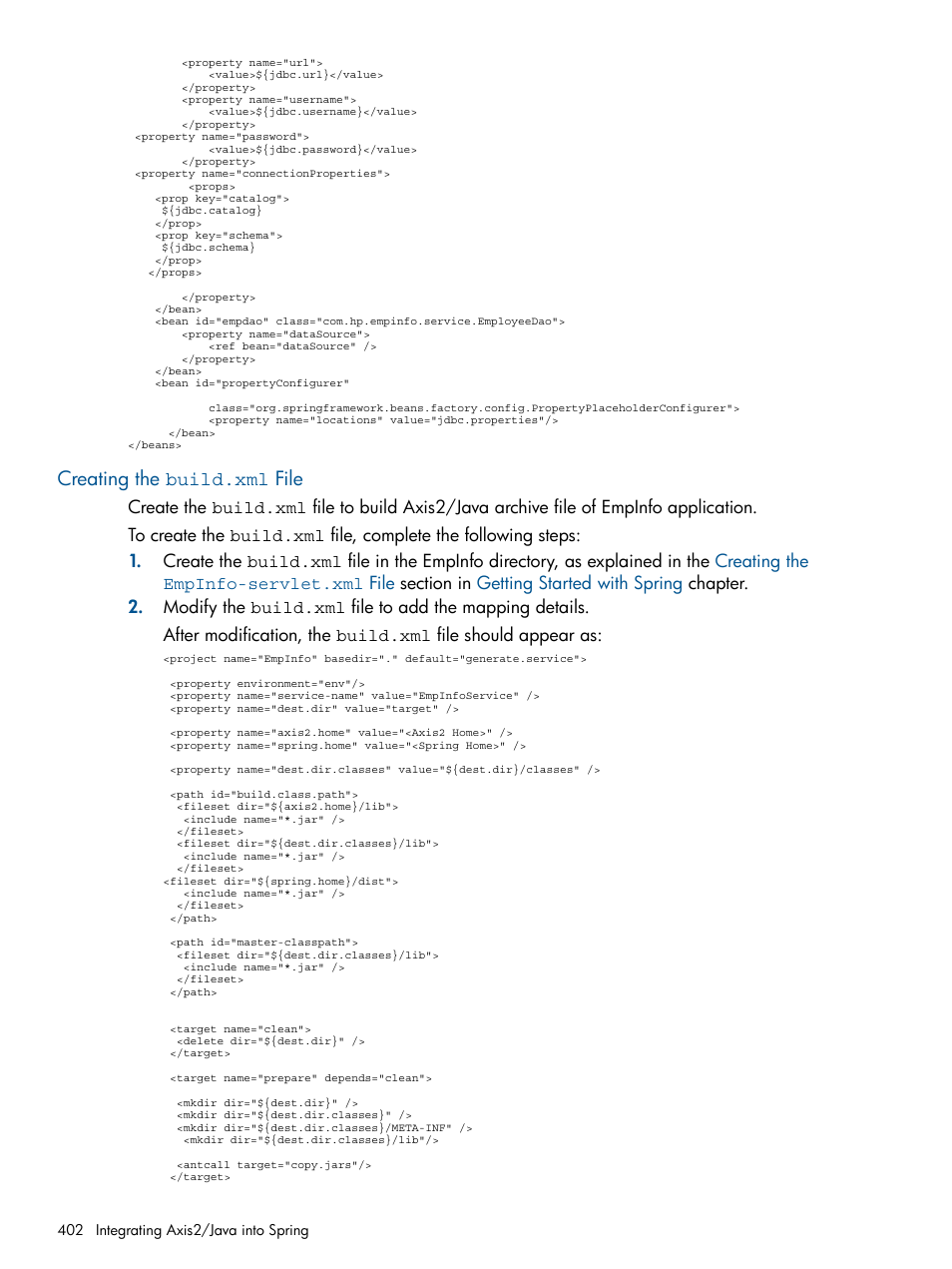 Creating the build.xml file | HP Integrity NonStop J-Series User Manual | Page 402 / 470