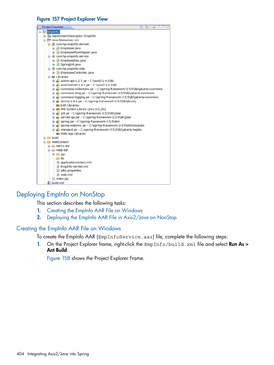 Deploying empinfo on nonstop, Creating the empinfo aar file on windows | HP Integrity NonStop J-Series User Manual | Page 404 / 470