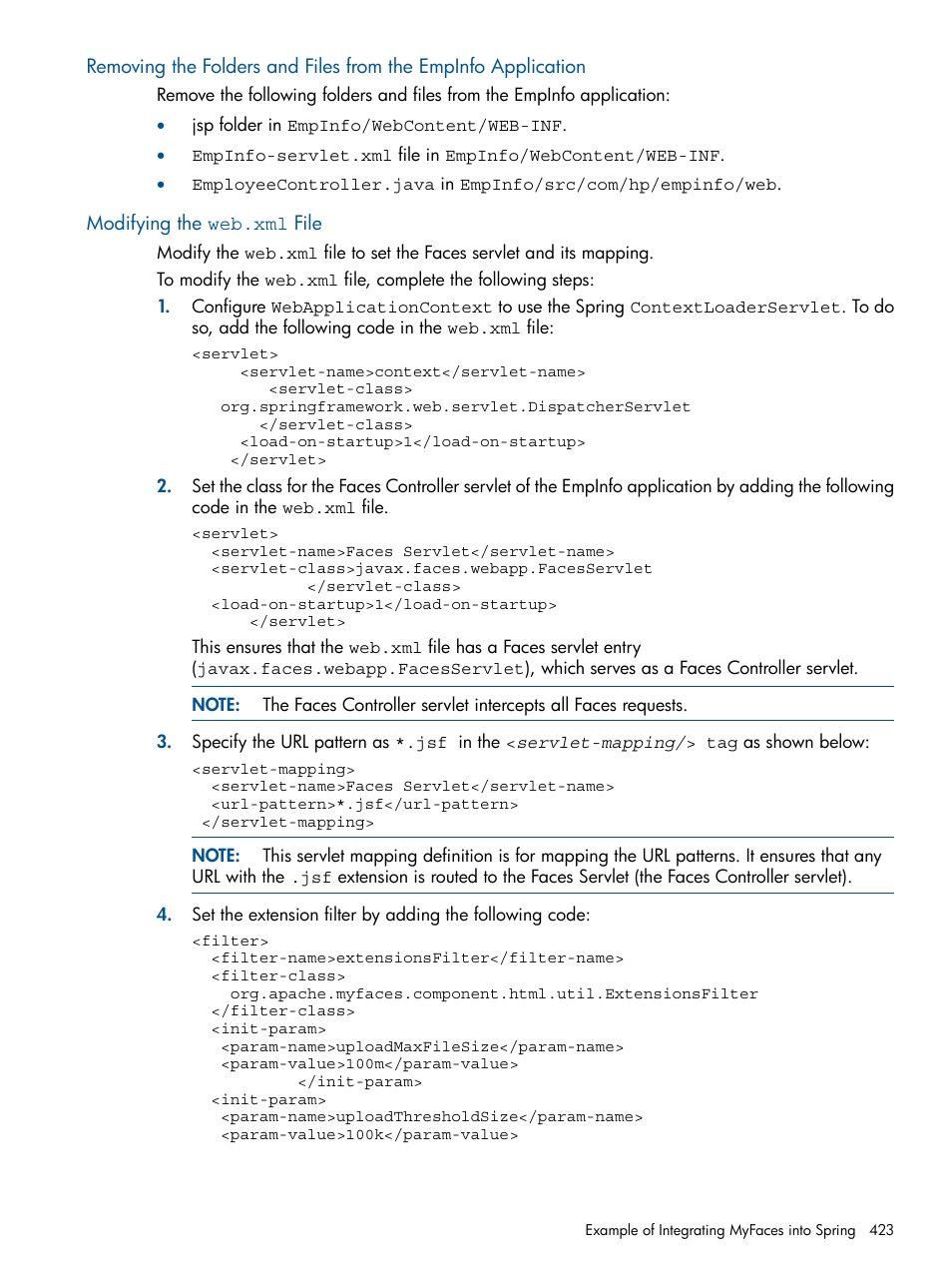 Modifying the web.xml file | HP Integrity NonStop J-Series User Manual | Page 423 / 470