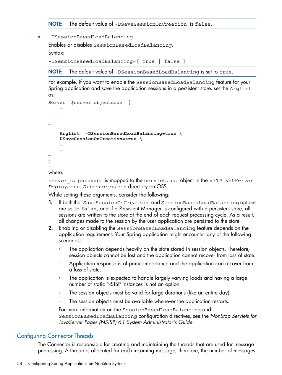 Configuring connector threads | HP Integrity NonStop J-Series User Manual | Page 58 / 470