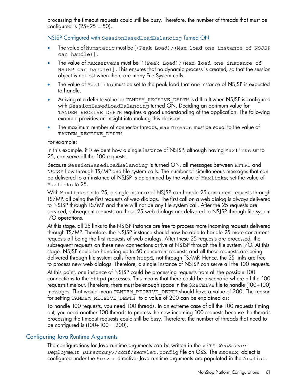 Configuring java runtime arguments | HP Integrity NonStop J-Series User Manual | Page 61 / 470