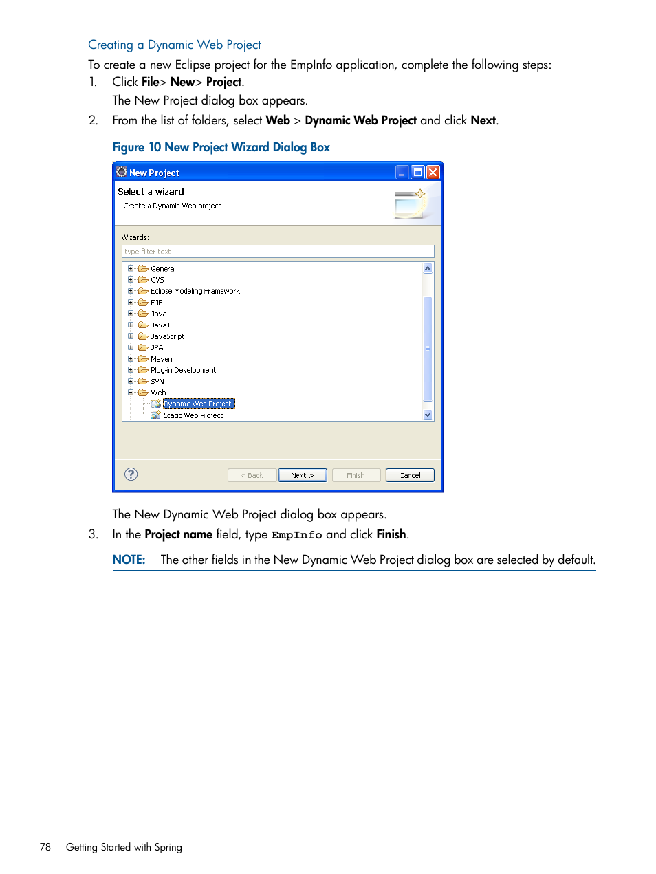 Creating a dynamic web project | HP Integrity NonStop J-Series User Manual | Page 78 / 470