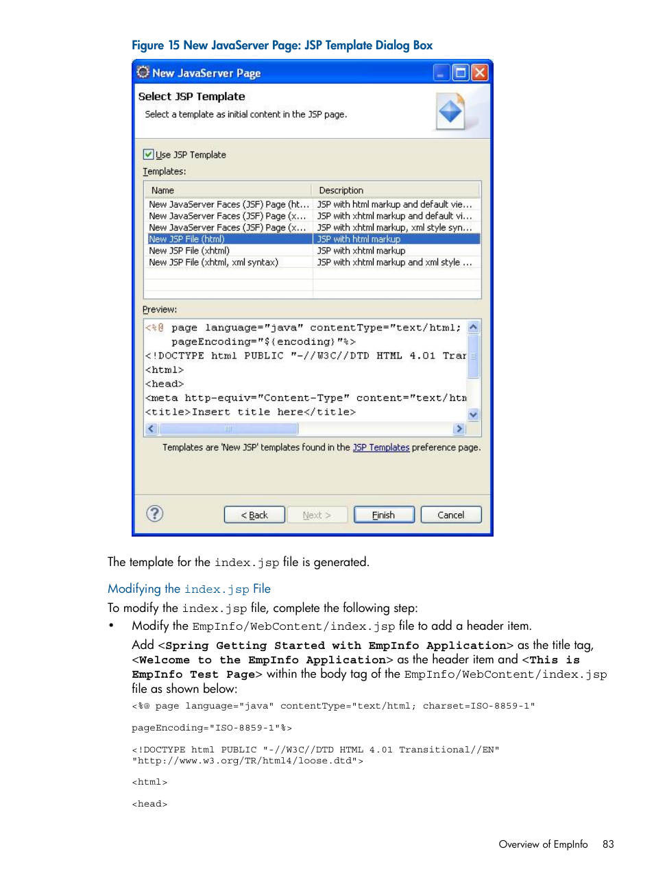 Modifying the index.jsp file | HP Integrity NonStop J-Series User Manual | Page 83 / 470