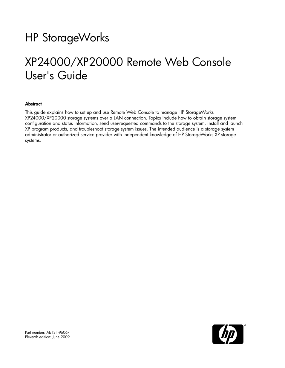 HP StorageWorks XP Remote Web Console Software User Manual | 174 pages