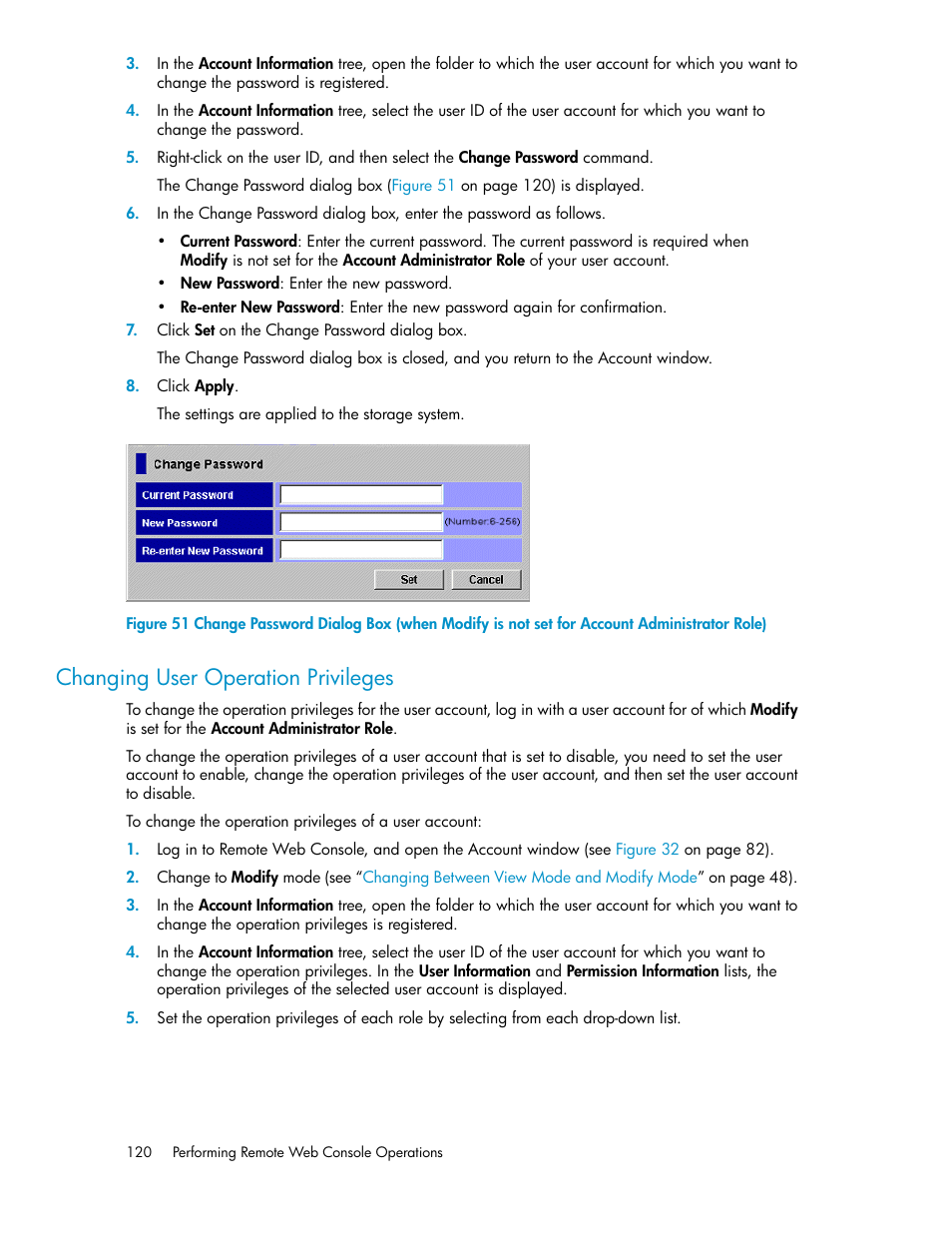 Changing user operation privileges | HP StorageWorks XP Remote Web Console Software User Manual | Page 120 / 174