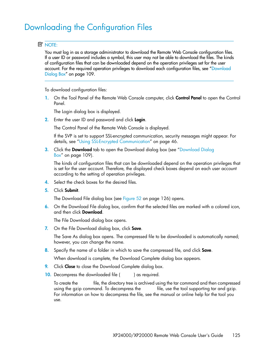 Downloading the configuration files | HP StorageWorks XP Remote Web Console Software User Manual | Page 125 / 174