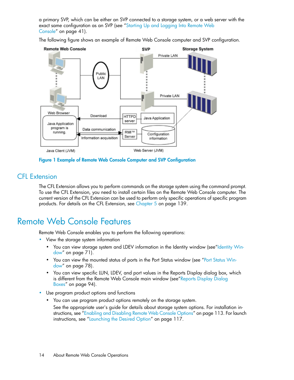 Cfl extension, Remote web console features | HP StorageWorks XP Remote Web Console Software User Manual | Page 14 / 174