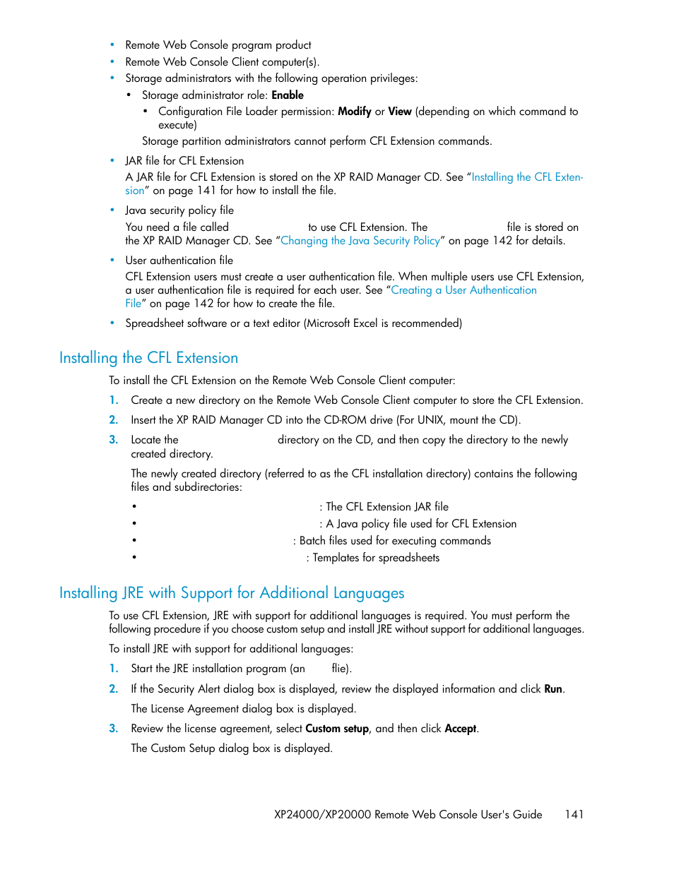 Installing the cfl extension | HP StorageWorks XP Remote Web Console Software User Manual | Page 141 / 174