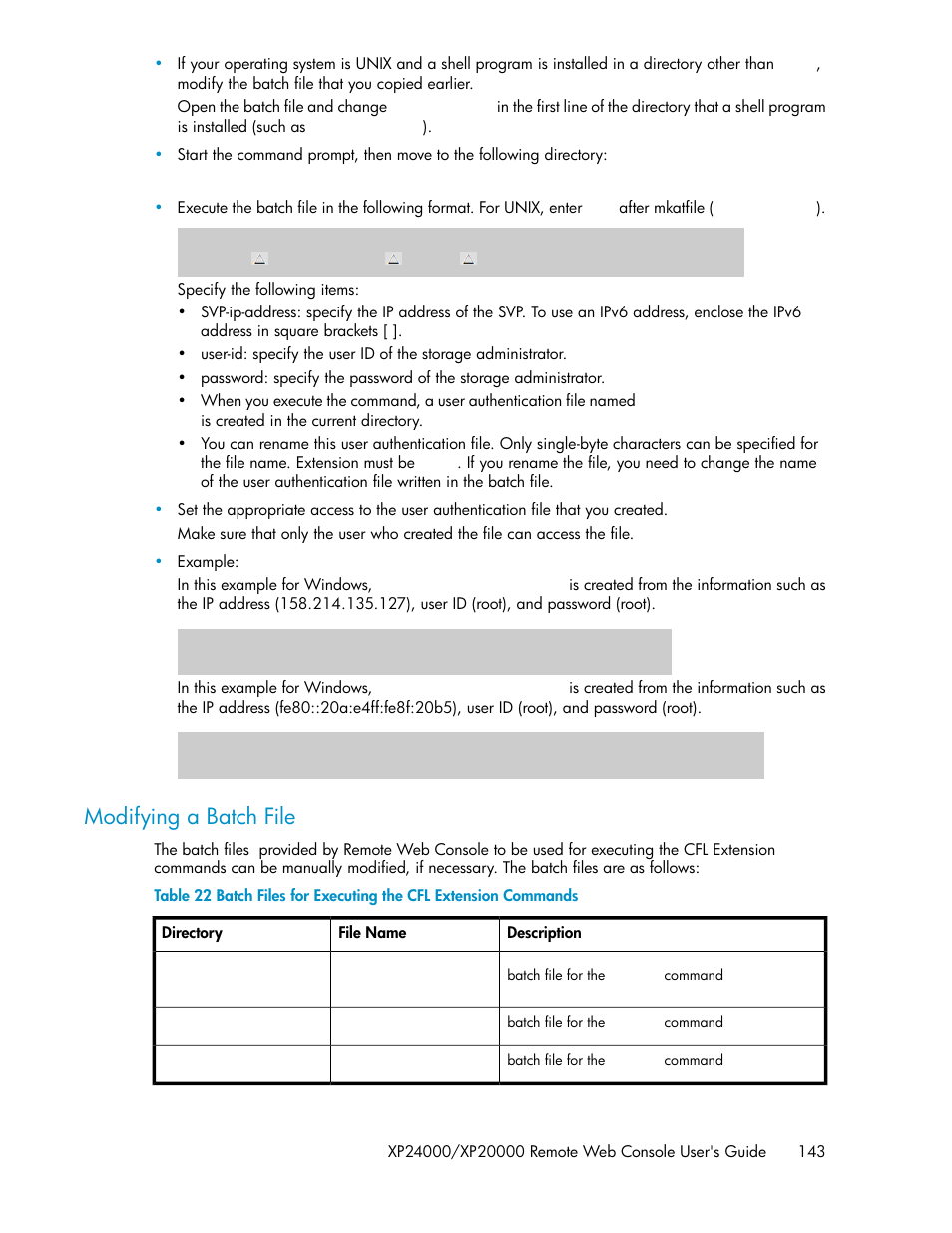Modifying a batch file | HP StorageWorks XP Remote Web Console Software User Manual | Page 143 / 174