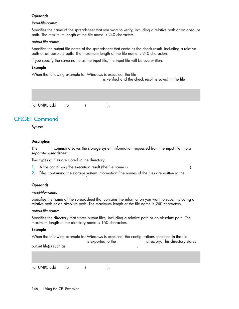 Cflget command | HP StorageWorks XP Remote Web Console Software User Manual | Page 146 / 174