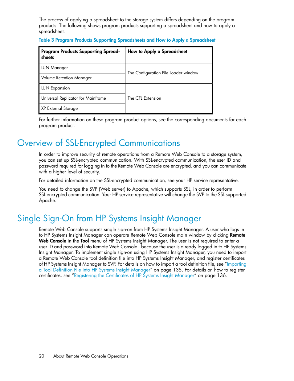 Overview of ssl-encrypted communications, Single sign-on from hp systems insight manager, 20 single sign-on from hp systems insight manager | Overview, Of ssl-encrypted communications | HP StorageWorks XP Remote Web Console Software User Manual | Page 20 / 174