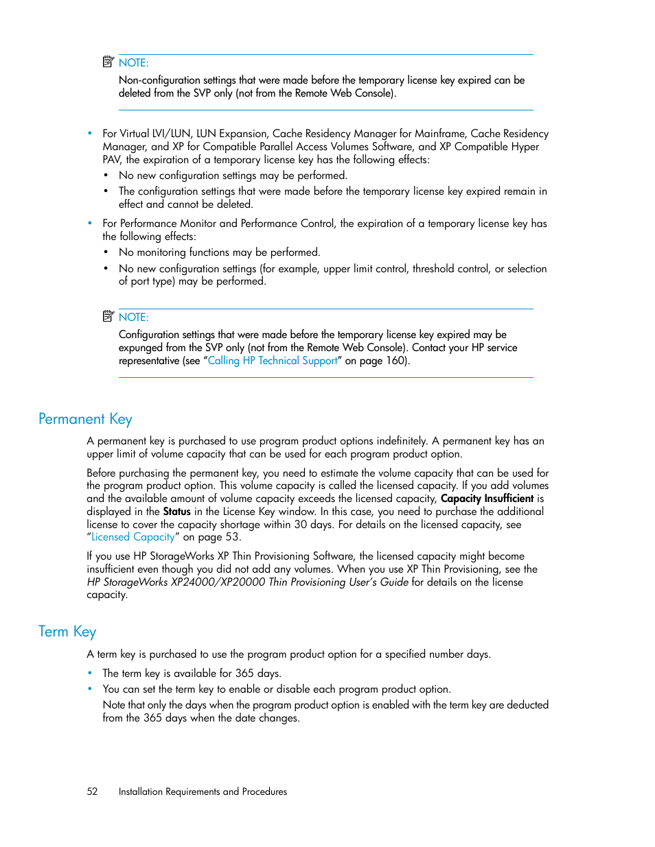 Permanent key, Term key, 52 term key | HP StorageWorks XP Remote Web Console Software User Manual | Page 52 / 174