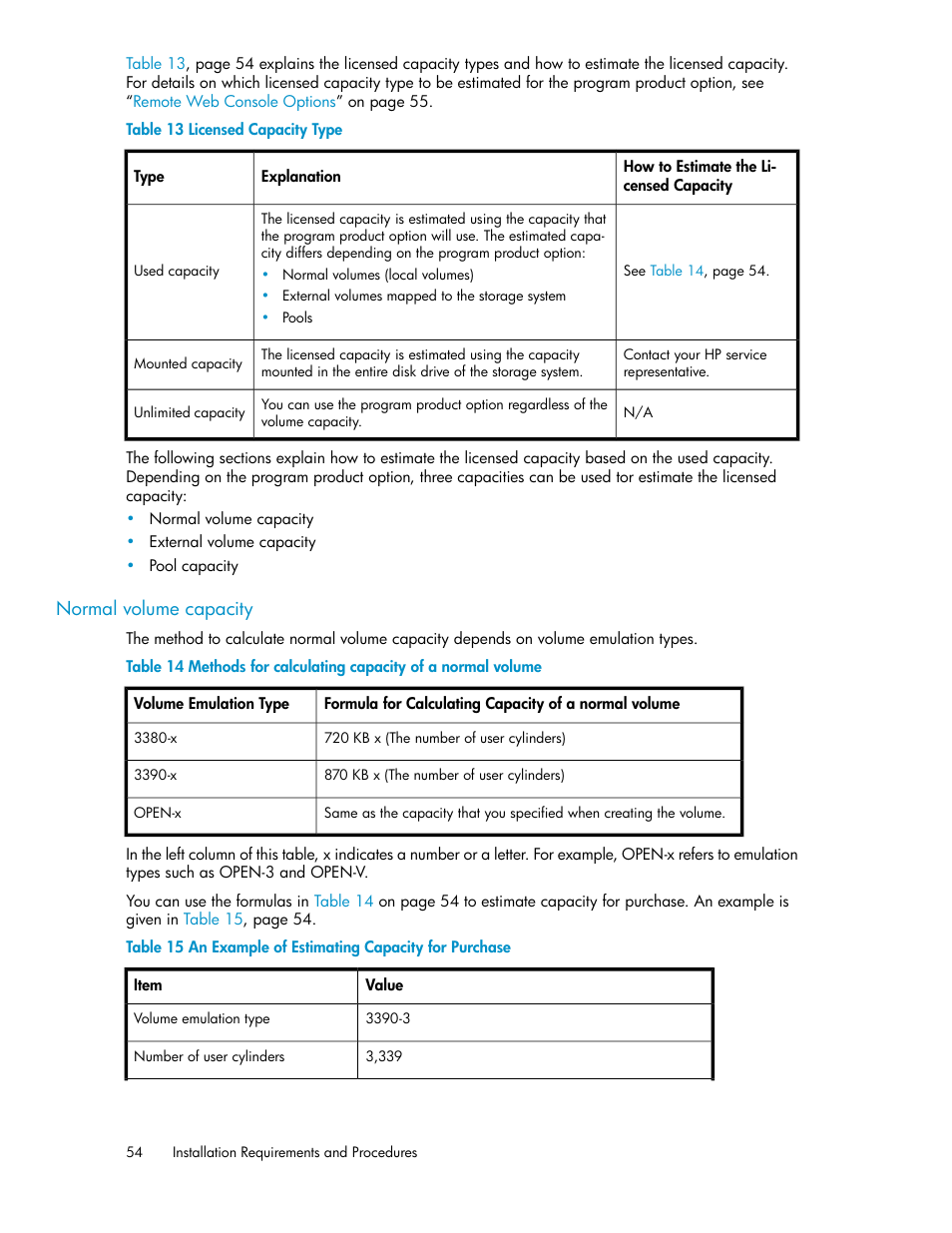 Licensed capacity type, An example of estimating capacity for purchase | HP StorageWorks XP Remote Web Console Software User Manual | Page 54 / 174