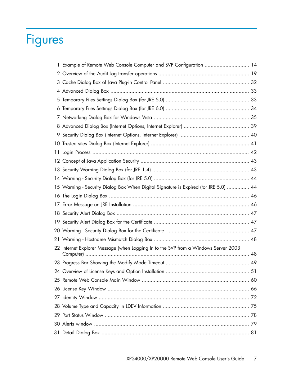 Figures | HP StorageWorks XP Remote Web Console Software User Manual | Page 7 / 174