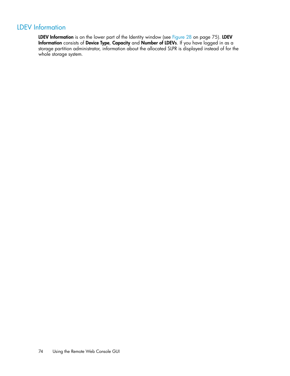 Ldev information | HP StorageWorks XP Remote Web Console Software User Manual | Page 74 / 174