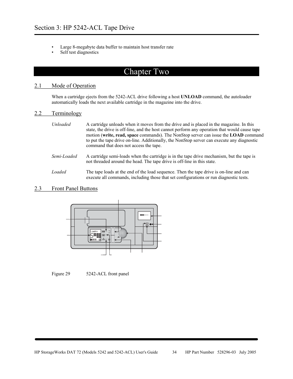 Chapter two, 1 mode of operation, 2 terminology | 3 front panel buttons | HP Integrity NonStop H-Series User Manual | Page 41 / 79