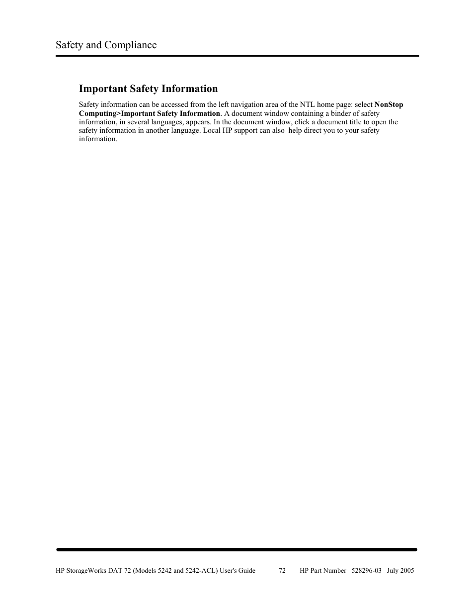Important safety information, Safety and compliance | HP Integrity NonStop H-Series User Manual | Page 79 / 79