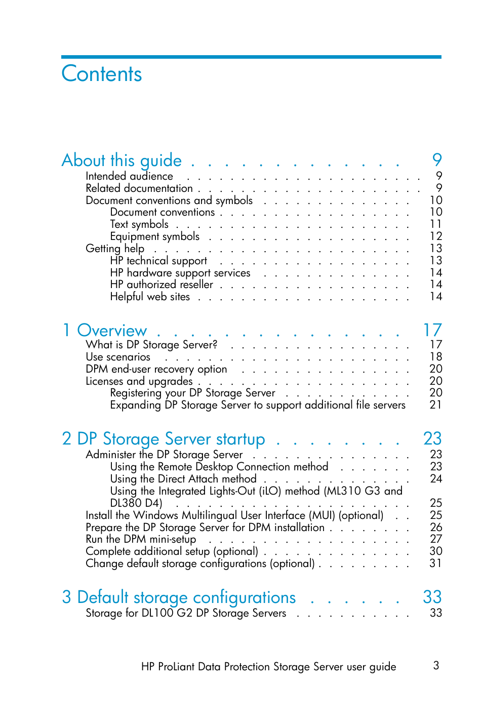 HP ProLiant ML310 G3 Data Protection Storage Server User Manual | Page 3 / 62