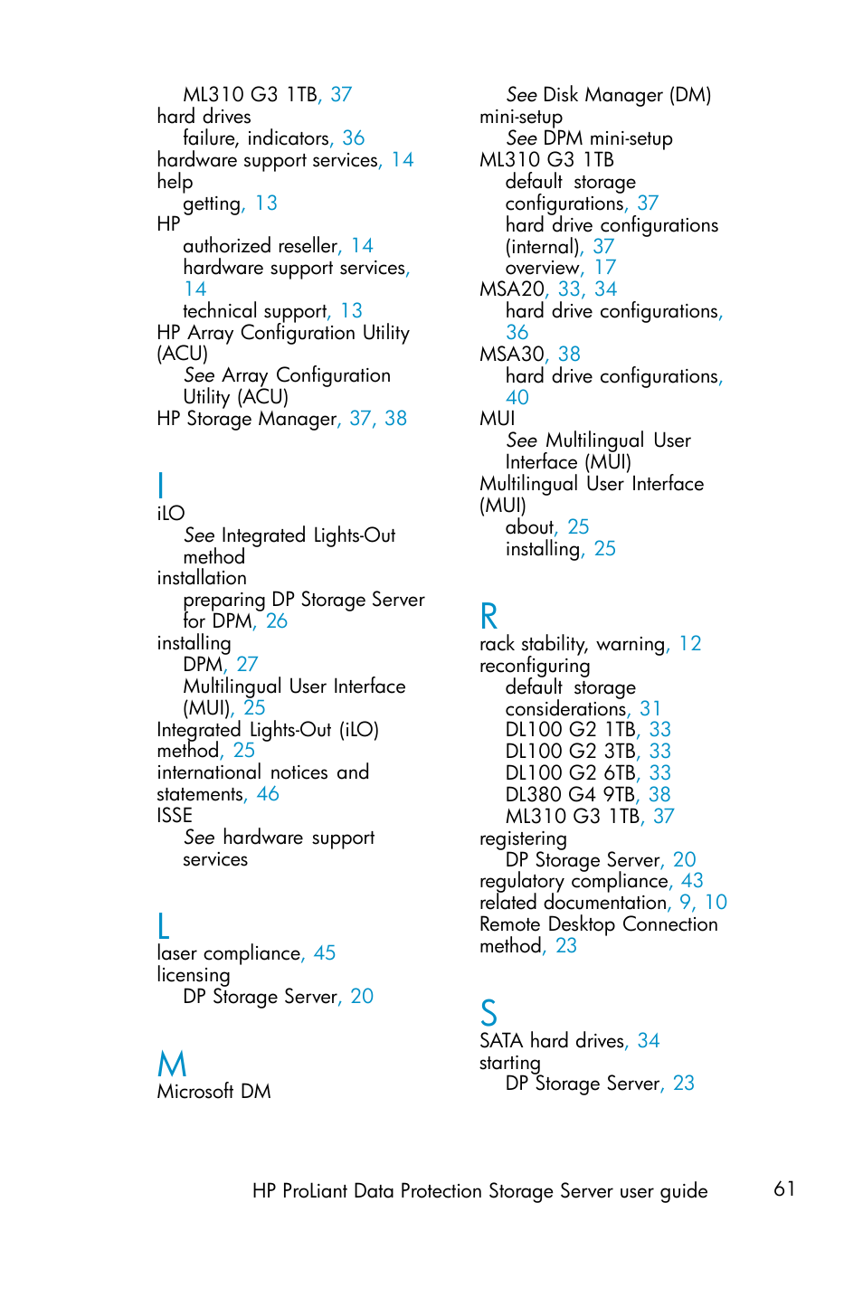 HP ProLiant ML310 G3 Data Protection Storage Server User Manual | Page 61 / 62