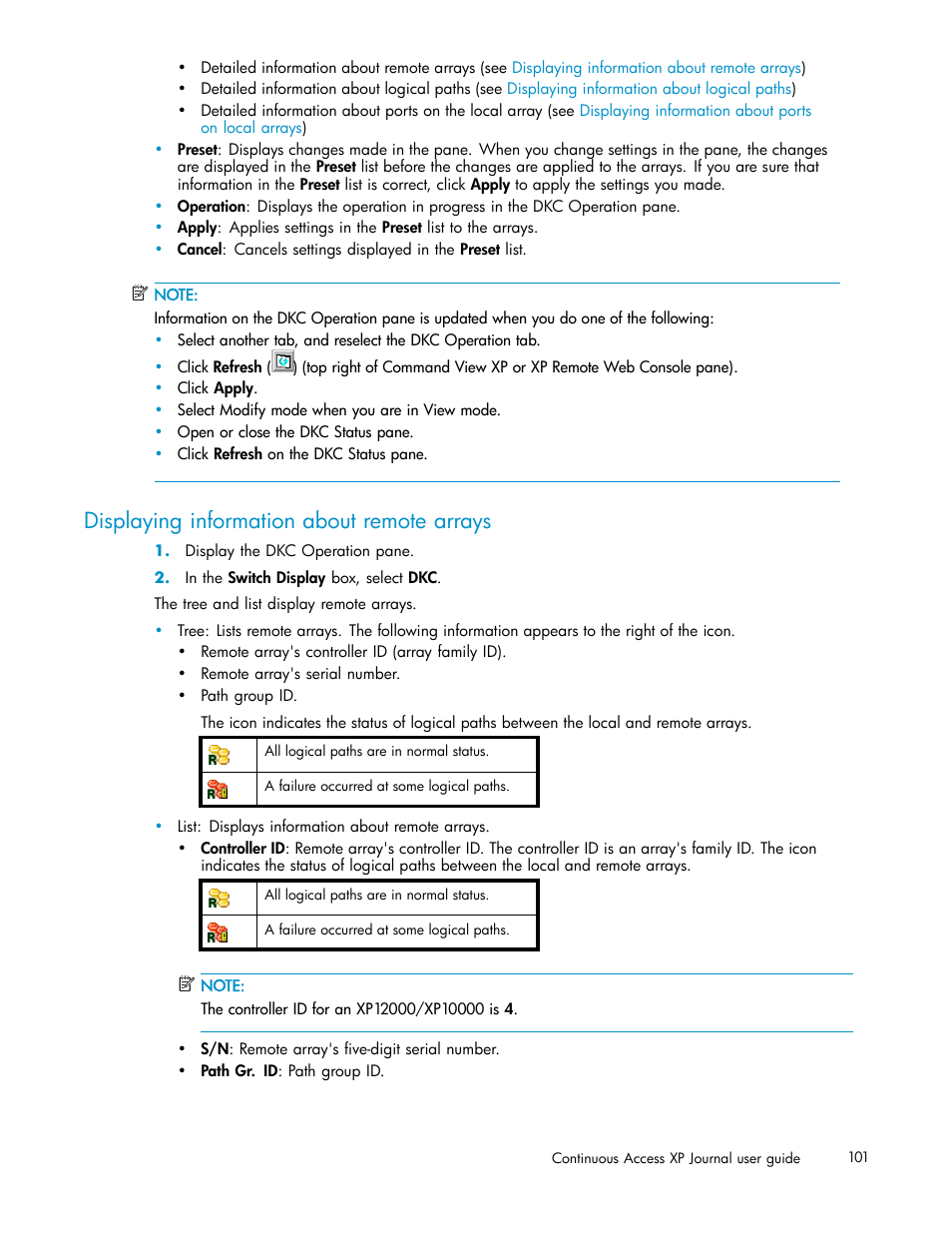 Displaying information about remote arrays | HP XP Continuous Access Software User Manual | Page 101 / 234