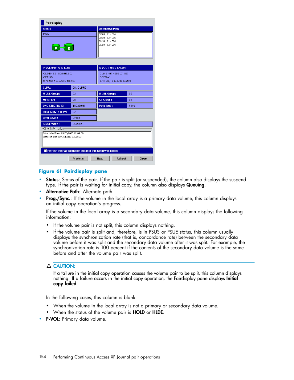 Pairdisplay pane, Figure 61 | HP XP Continuous Access Software User Manual | Page 154 / 234