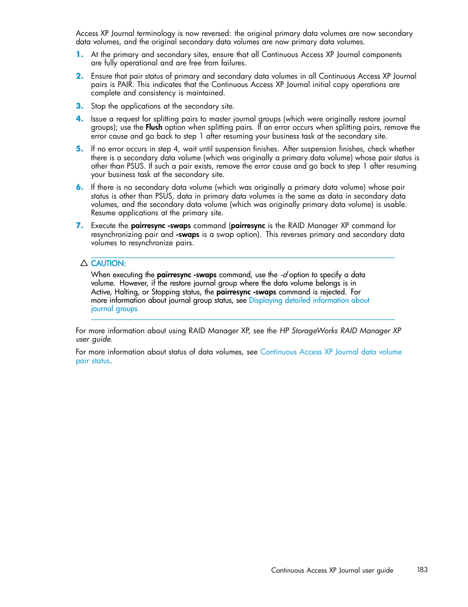HP XP Continuous Access Software User Manual | Page 183 / 234
