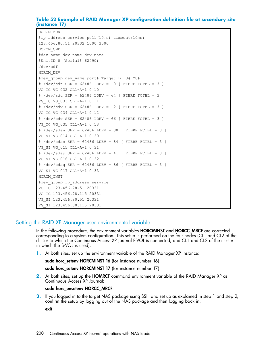 Table 52 | HP XP Continuous Access Software User Manual | Page 200 / 234