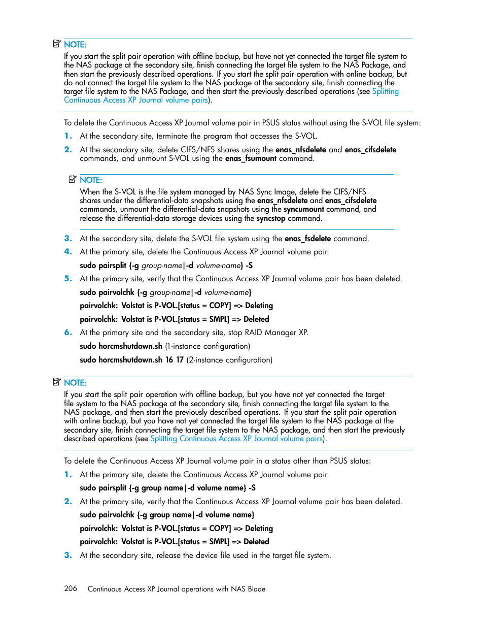 HP XP Continuous Access Software User Manual | Page 206 / 234