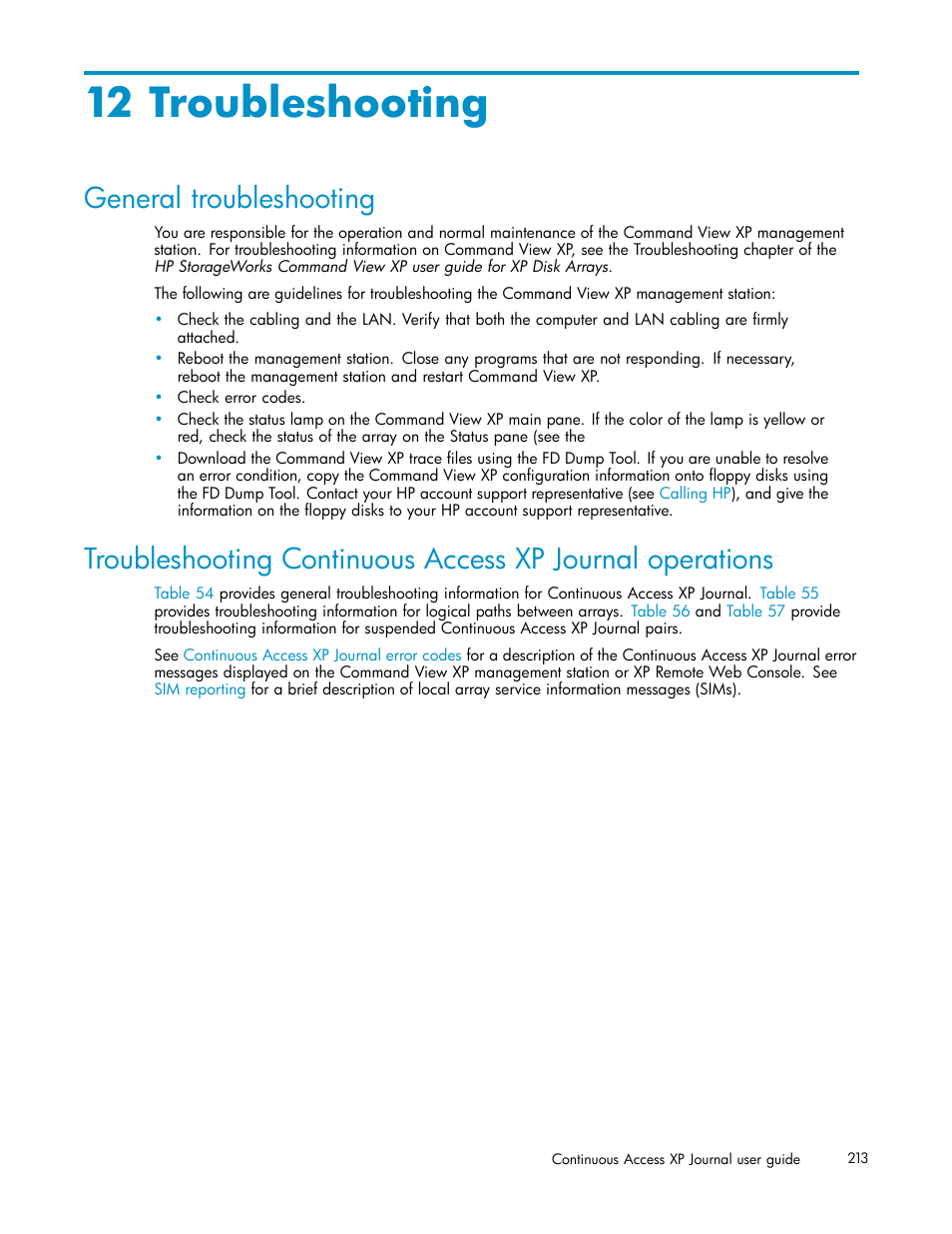 12 troubleshooting, General troubleshooting | HP XP Continuous Access Software User Manual | Page 213 / 234