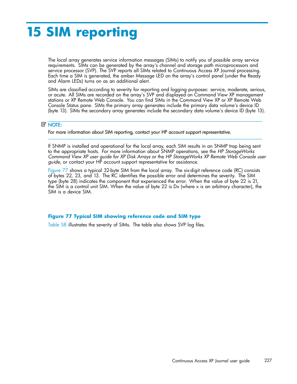 15 sim reporting, Sim reporting | HP XP Continuous Access Software User Manual | Page 227 / 234