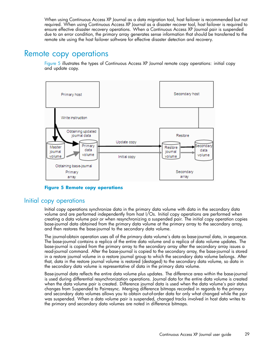 Remote copy operations, Initial copy operations | HP XP Continuous Access Software User Manual | Page 29 / 234