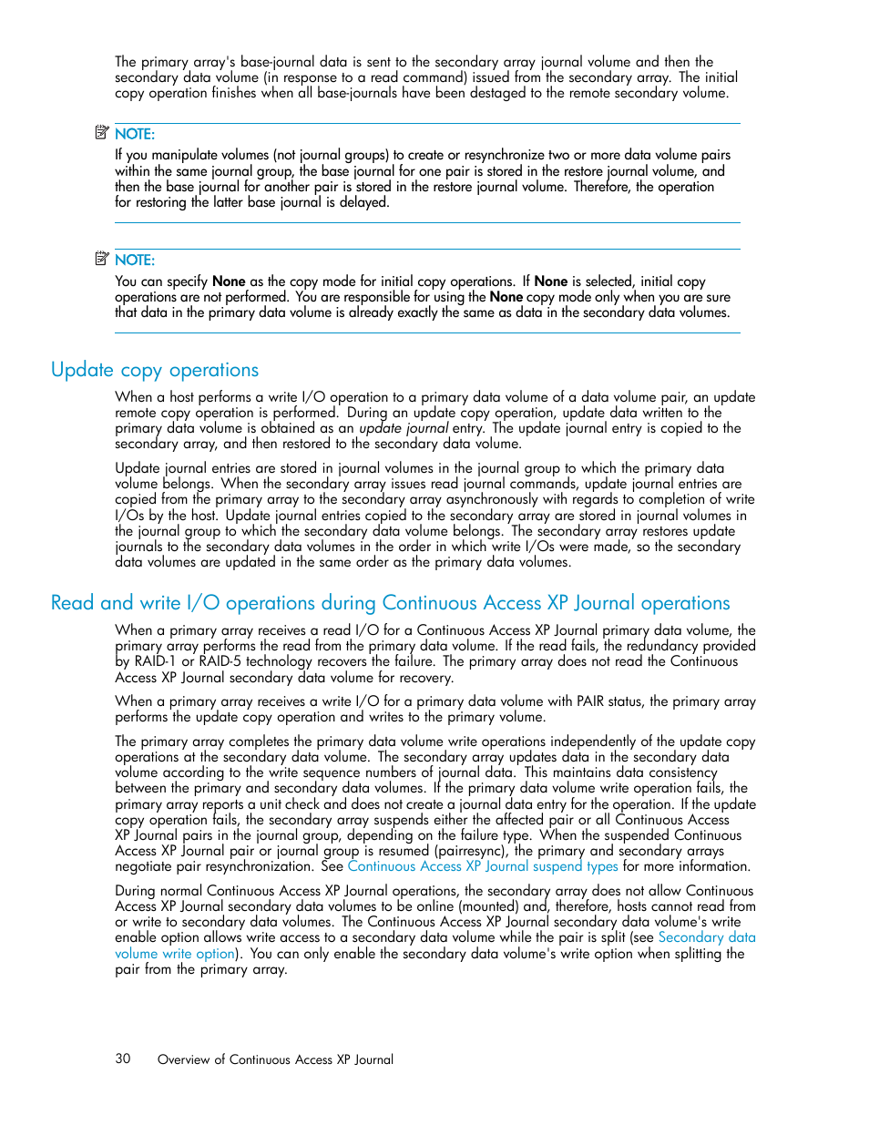 Update copy operations | HP XP Continuous Access Software User Manual | Page 30 / 234