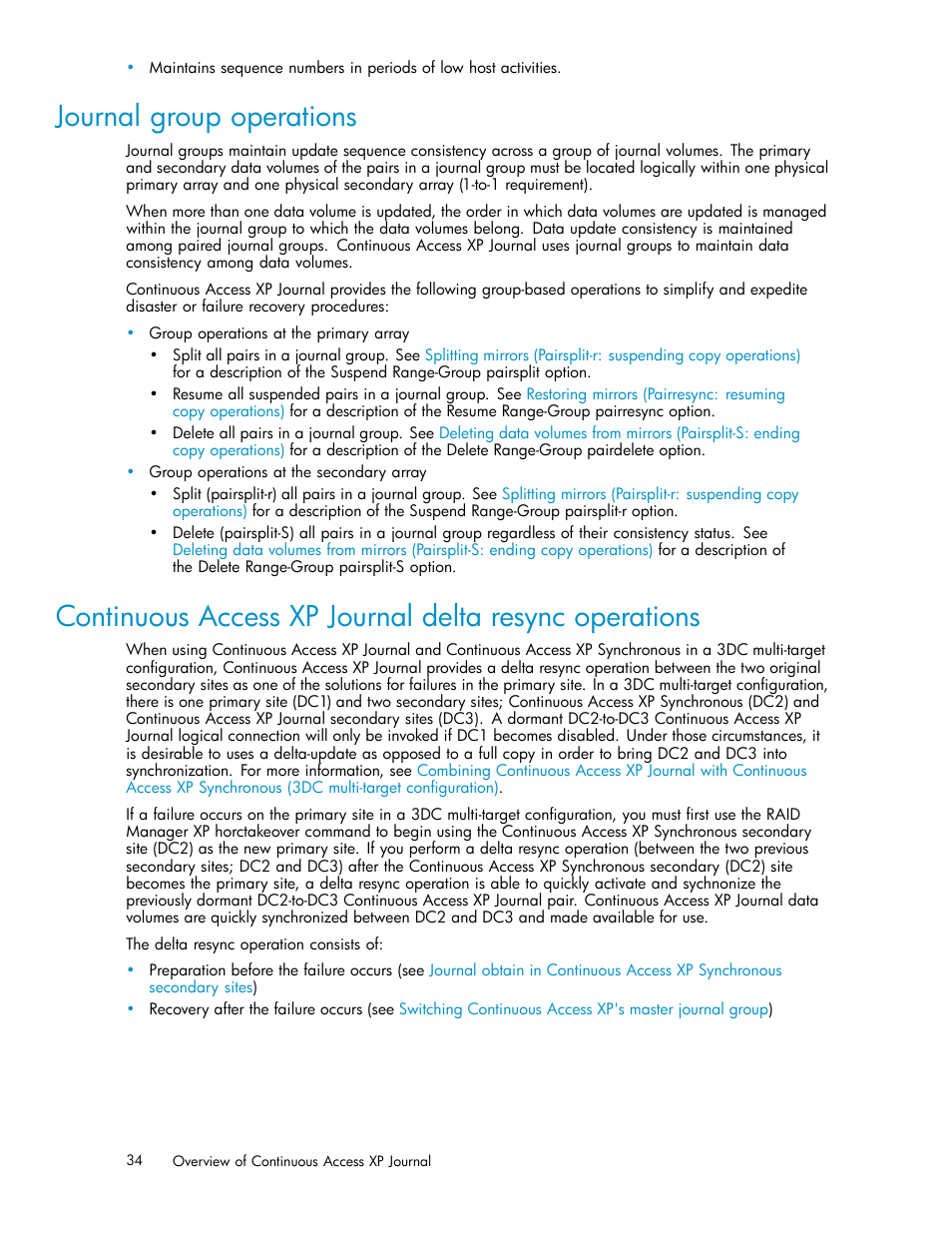 Journal group operations | HP XP Continuous Access Software User Manual | Page 34 / 234