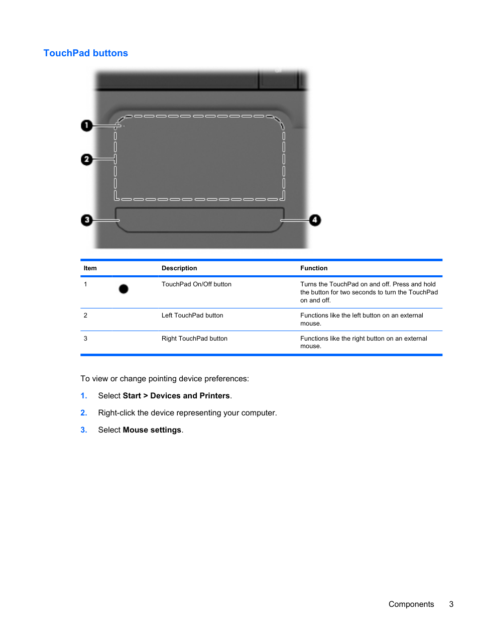 Touchpad buttons | HP Pavilion dv7-4297cl Entertainment Notebook PC User Manual | Page 13 / 121
