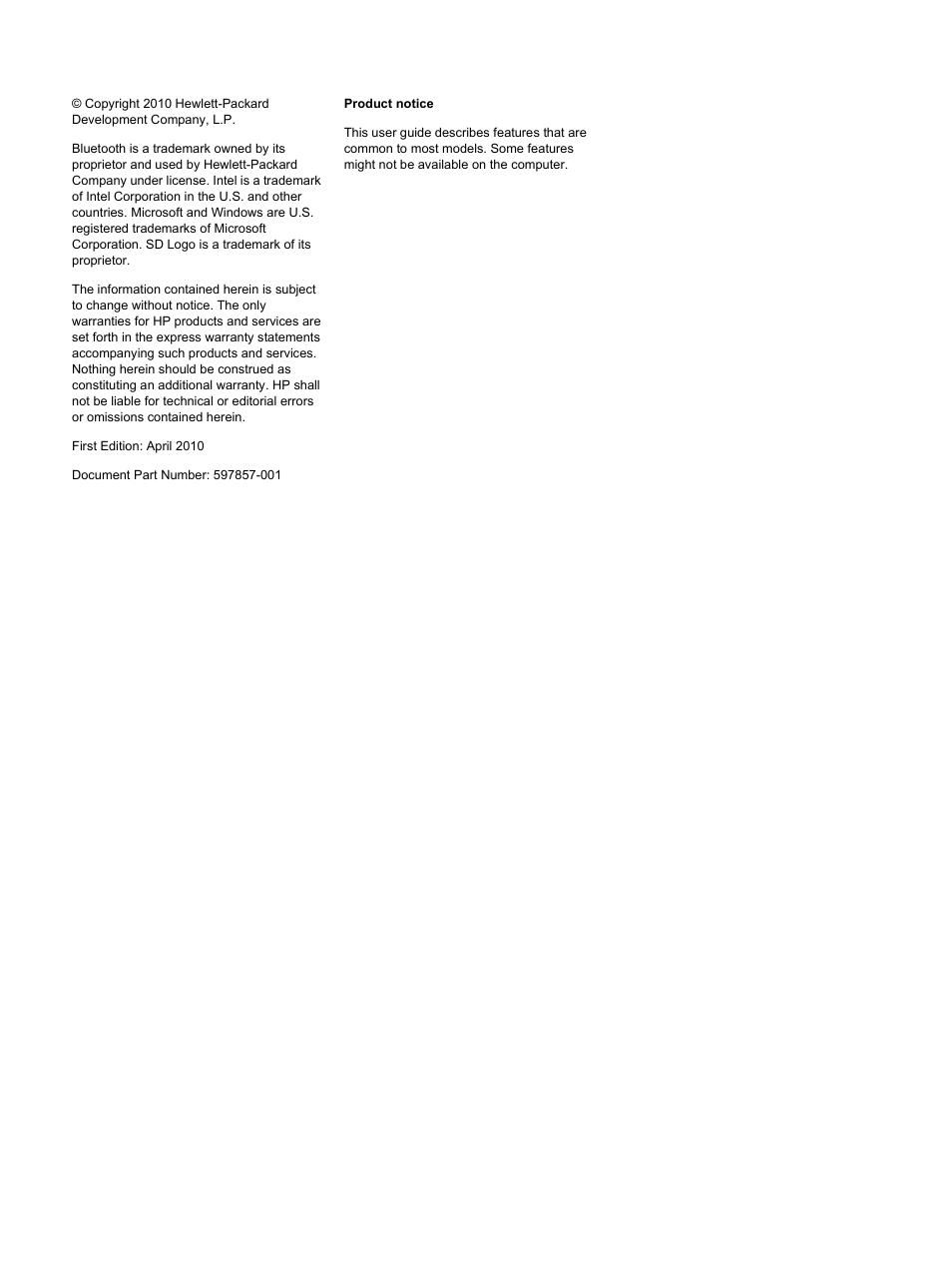 HP Pavilion dv7-4297cl Entertainment Notebook PC User Manual | Page 2 / 121
