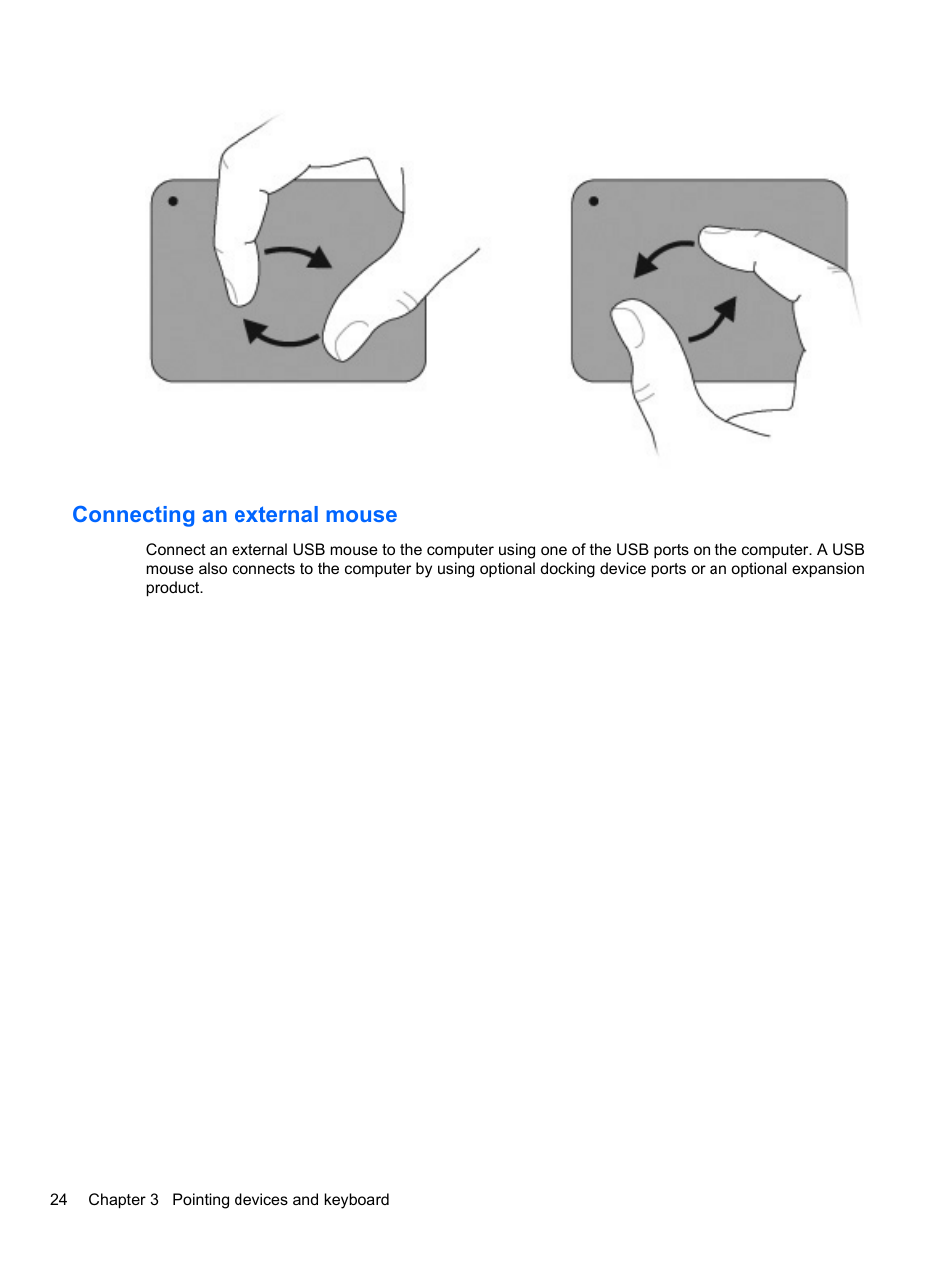 Connecting an external mouse | HP Pavilion dv7-4297cl Entertainment Notebook PC User Manual | Page 34 / 121