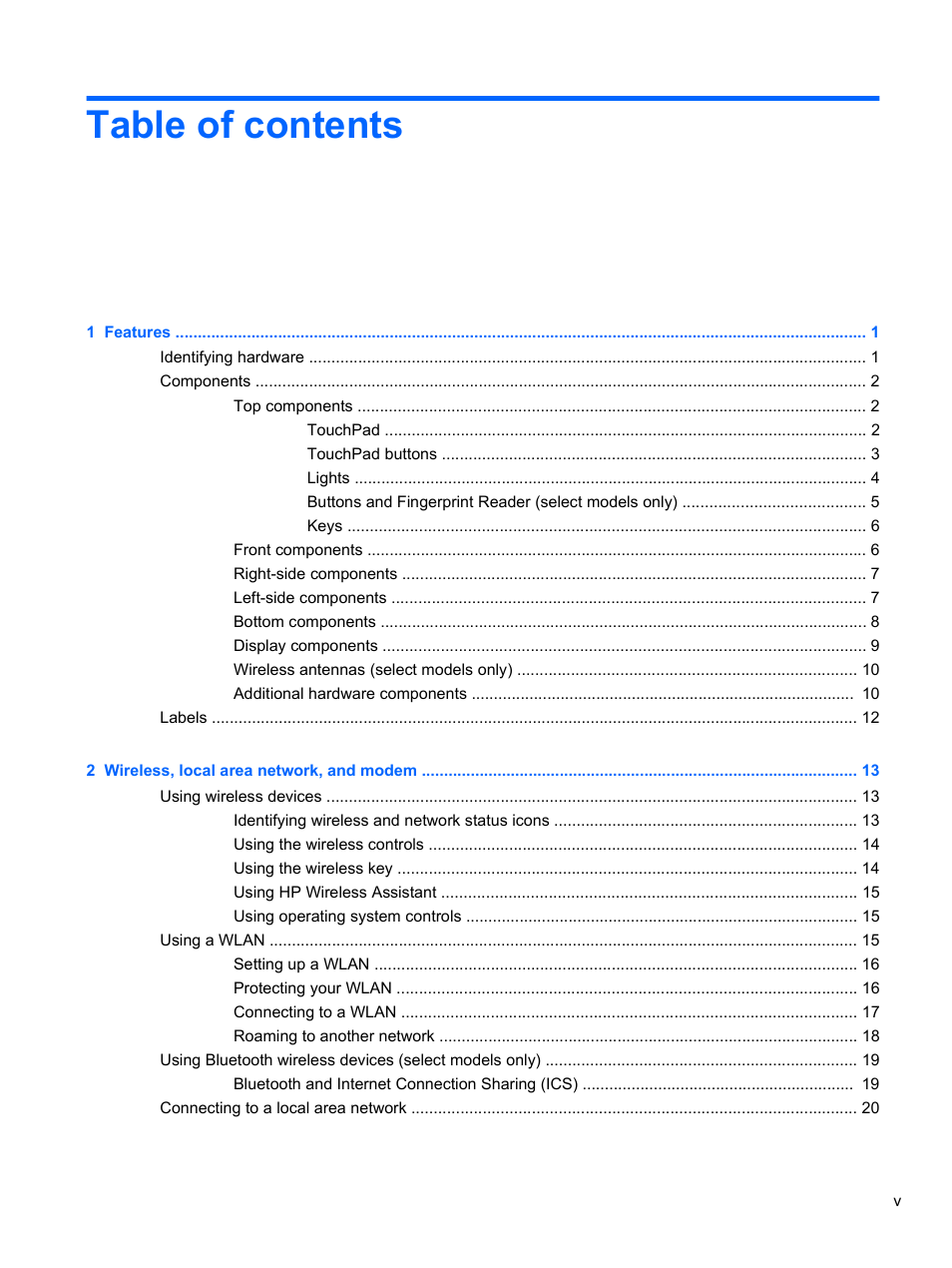 HP Pavilion dv7-4297cl Entertainment Notebook PC User Manual | Page 5 / 121