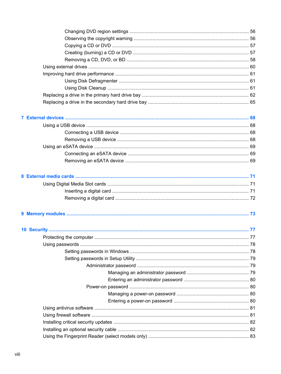 HP Pavilion dv7-4297cl Entertainment Notebook PC User Manual | Page 8 / 121