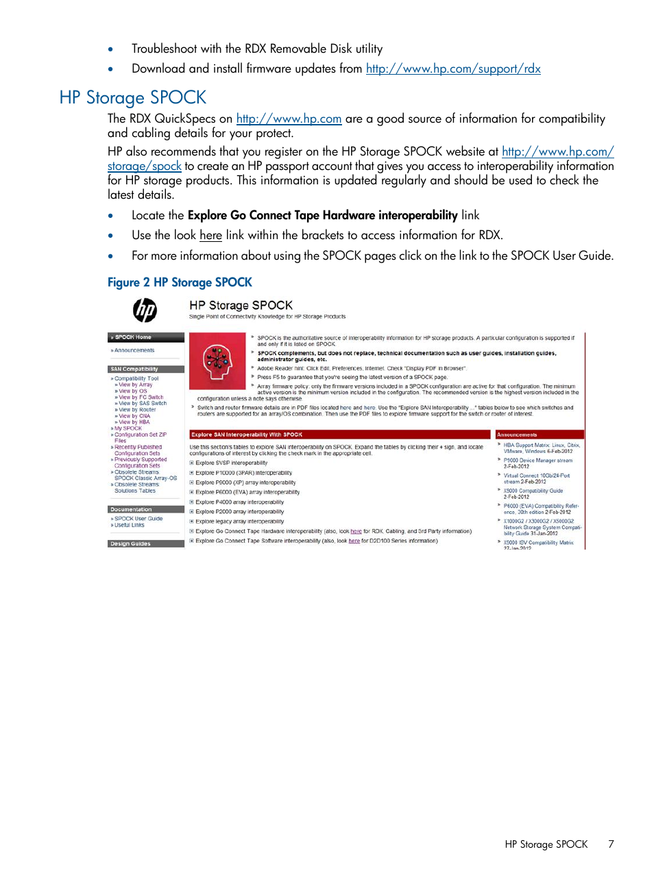 Hp storage spock | HP RDX Removable Disk Backup System User Manual | Page 7 / 31