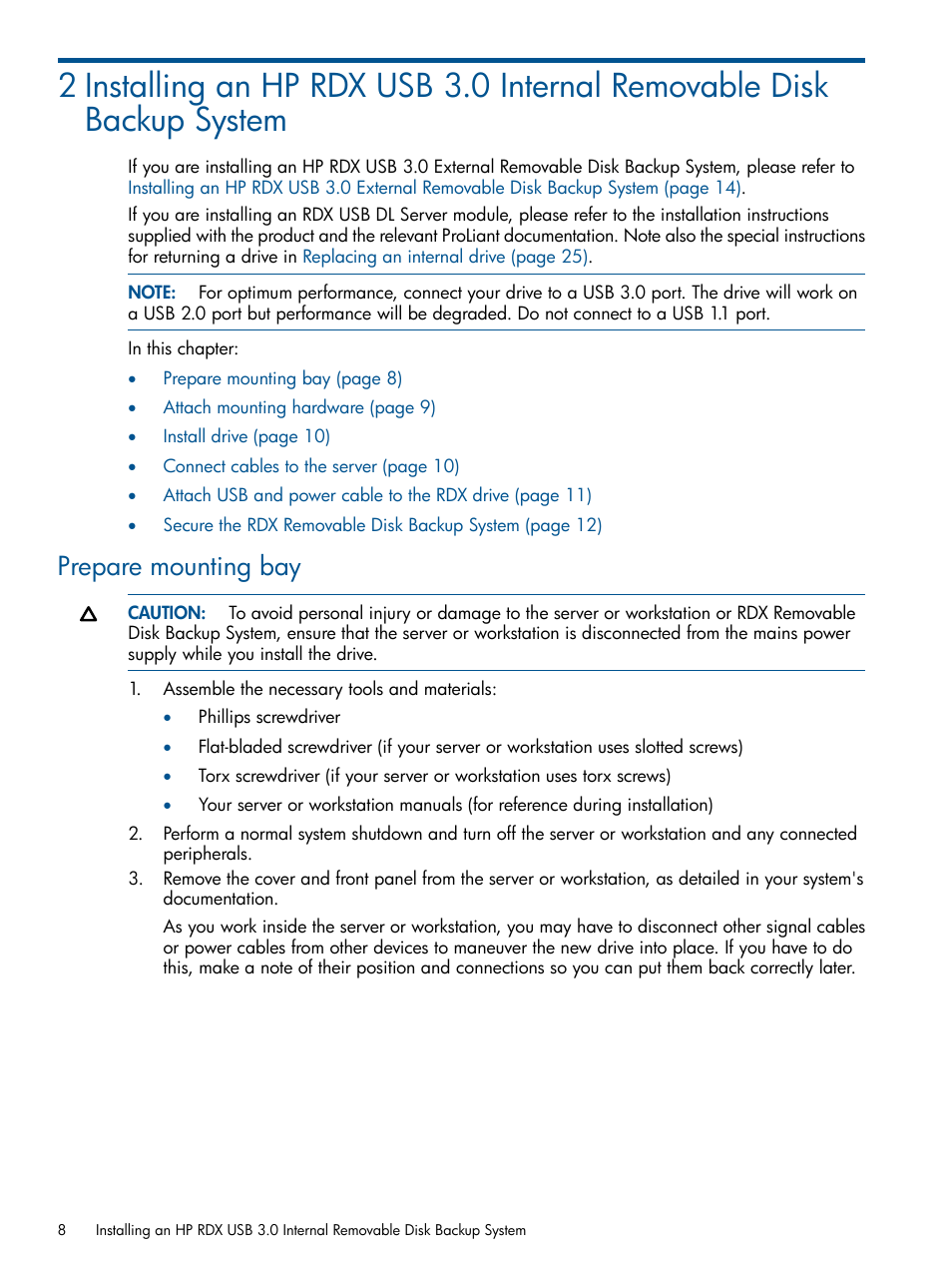 Prepare mounting bay | HP RDX Removable Disk Backup System User Manual | Page 8 / 31